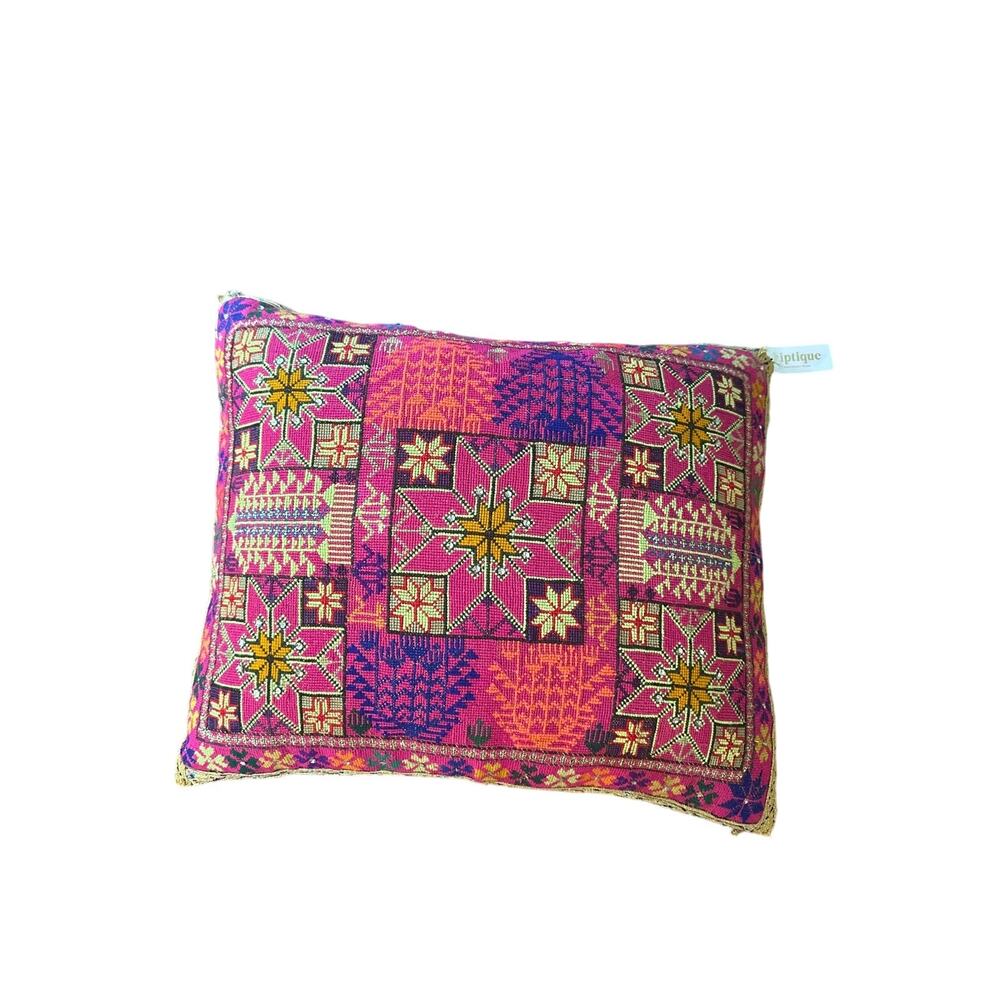 NWT 20"x16" Hiptique Kim Salmela Handmade Fabric Pillow Embroider Folk Art Boho